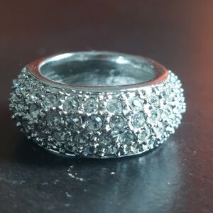 Brighton Elegant Silver Rhinestone Crystal Ring, With Rhinestones! Size 5.